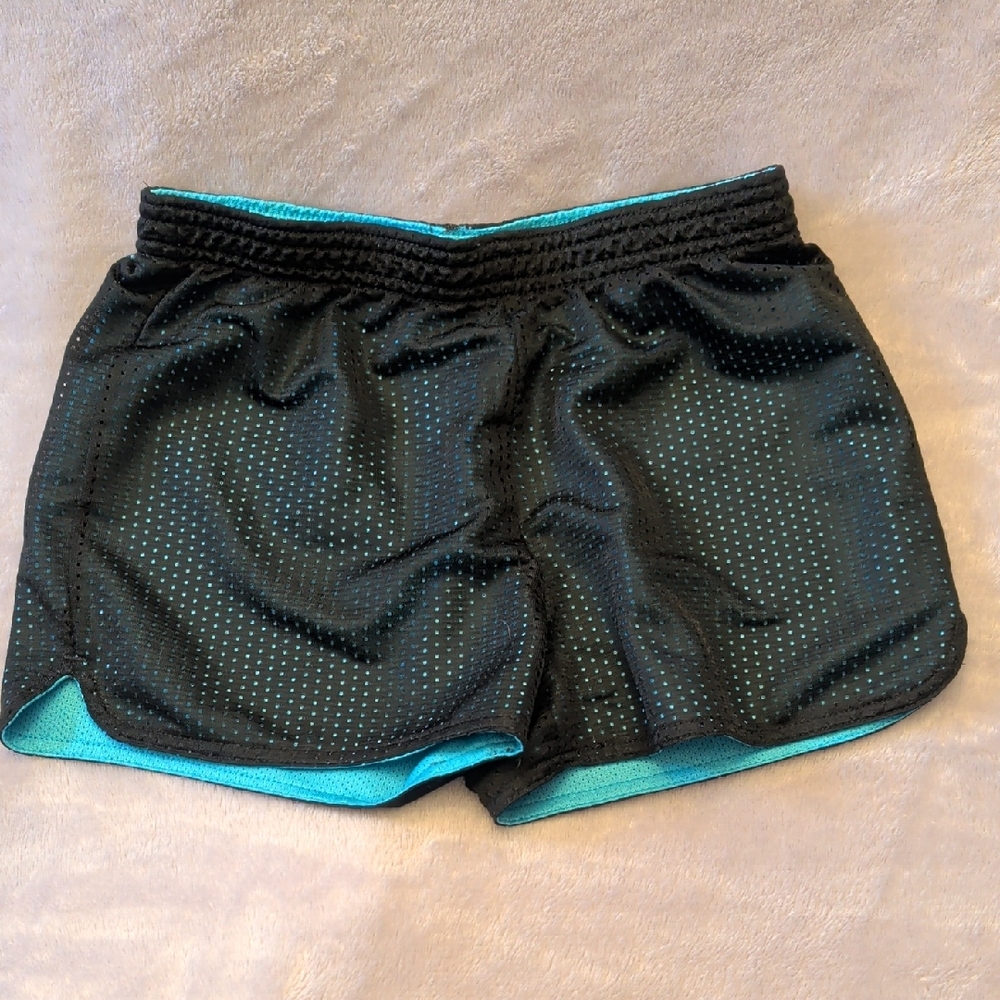 Kids Black and Teal Mesh Shorts